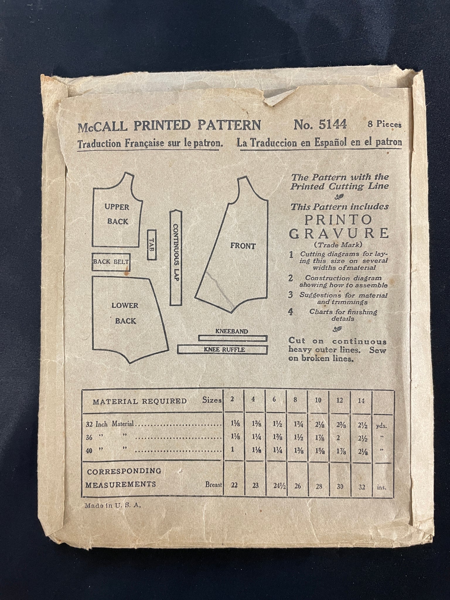 1920's McCall 5144 Pattern - Girl's Combination Underwear
