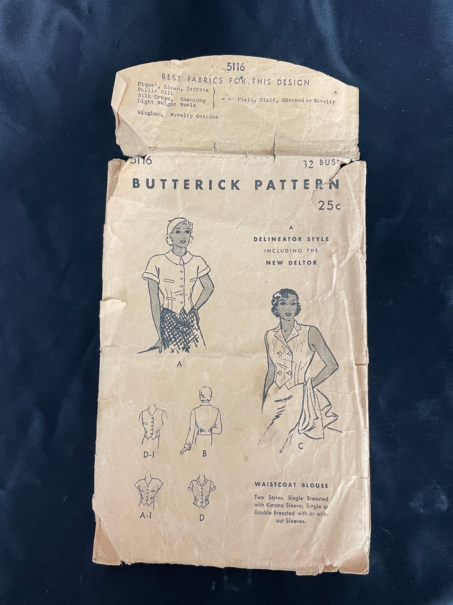 1930's Butterick 5116 Pattern - Sleeves Top