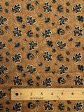3 YD Quilting Cotton - Flowers and Leaves on Mottled Tan
