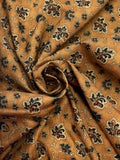 3 YD Quilting Cotton - Flowers and Leaves on Mottled Tan