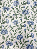 Cotton Home Dec. with Scothgard - Blue Carnations with Green Stems on White