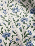 Cotton Home Dec. with Scothgard - Blue Carnations with Green Stems on White