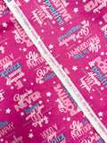 2015 2 YD Cotton Flannel - Hot Pink with Positive Words