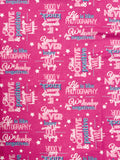 2015 2 YD Cotton Flannel - Hot Pink with Positive Words