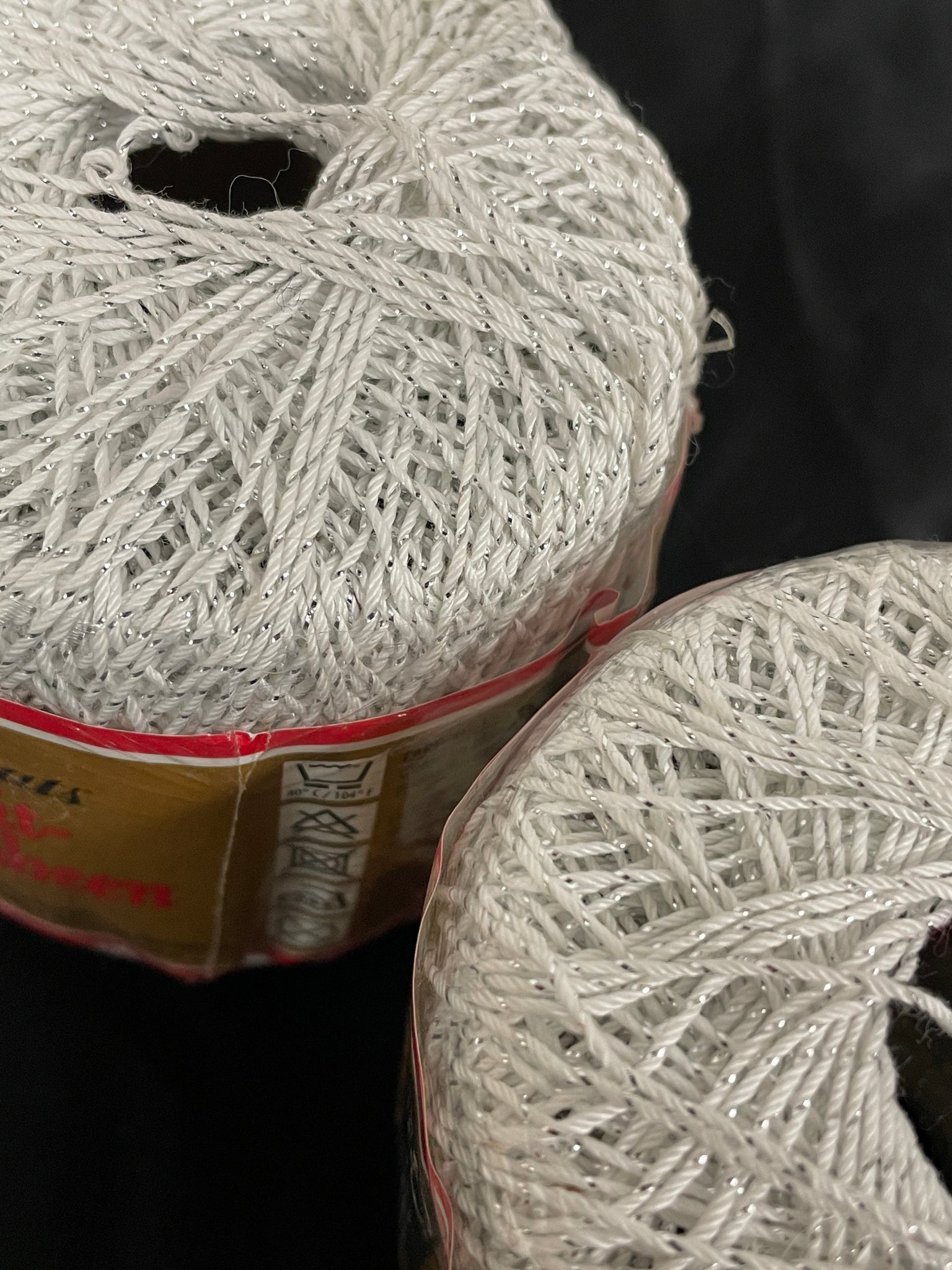 Yarn Cotton Mercerized - White with Silver Lurex