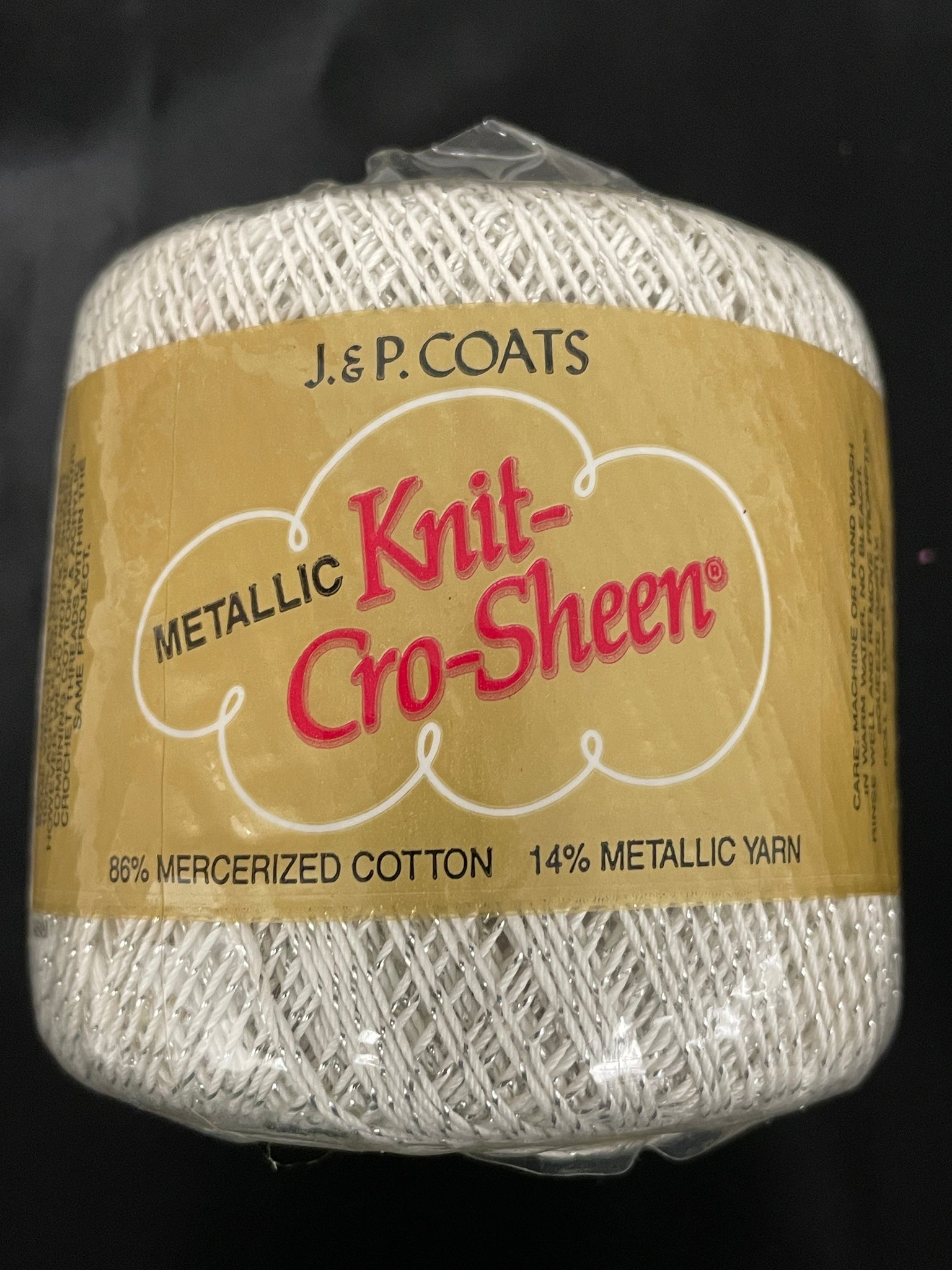 Yarn Cotton Mercerized - White with Silver Lurex