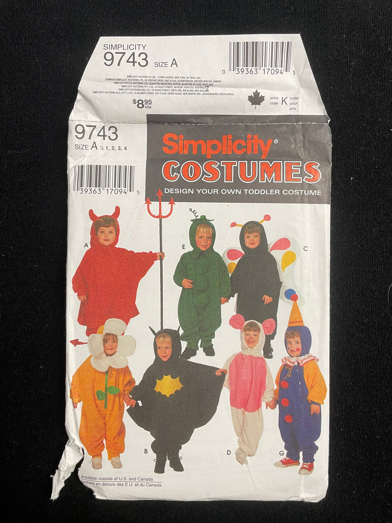 1995 Simplicity 9743 Sewing Pattern - Child's Knit Jumpsuit Costumes F ...