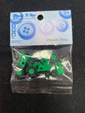 Buttons Plastic Set of 5 - Green Tractors