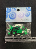 Buttons Plastic Set of 5 - Green Tractors