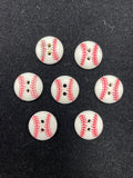 Buttons Plastic Set of 7 - Baseballs 11/16"