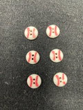 Buttons Plastic Set of 5 or 6 - Baseballs 7/16"