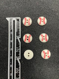 Buttons Plastic Set of 5 or 6 - Baseballs 7/16"
