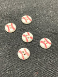 Buttons Plastic Set of 5 or 6 - Baseballs 7/16"