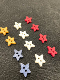 Buttons Plastic Set of 12 - Stars in Red, White, Blue, and Beige