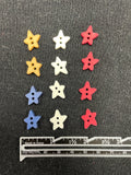 Buttons Plastic Set of 12 - Stars in Red, White, Blue, and Beige