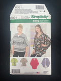 2016 Simplicity 8091 Sewing Pattern - Adult Tops FACTORY FOLDED