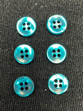 Buttons Plastic Set 6 - Pearlescent Teal