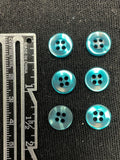 Buttons Plastic Set 6 - Pearlescent Teal