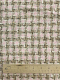 Cotton Blend Yarn-Dyed Boucle Plaid - Pink, White, Beige, and Dark Brown