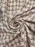 Cotton Blend Yarn-Dyed Boucle Plaid - Pink, White, Beige, and Dark Brown