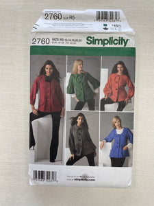 2008 Simplicity 2760 Sewing Pattern - Jackets FACTORY FOLDED