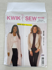 SALE 2016 Kwik Sew 4192 Sewing Pattern - Knit Cardigans FACTORY FOLDED