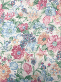 Poly/Cotton Blend Polished Vintage - White with Multi Colored Flowers and Paisley