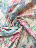 Poly/Cotton Blend Polished Vintage - White with Multi Colored Flowers and Paisley