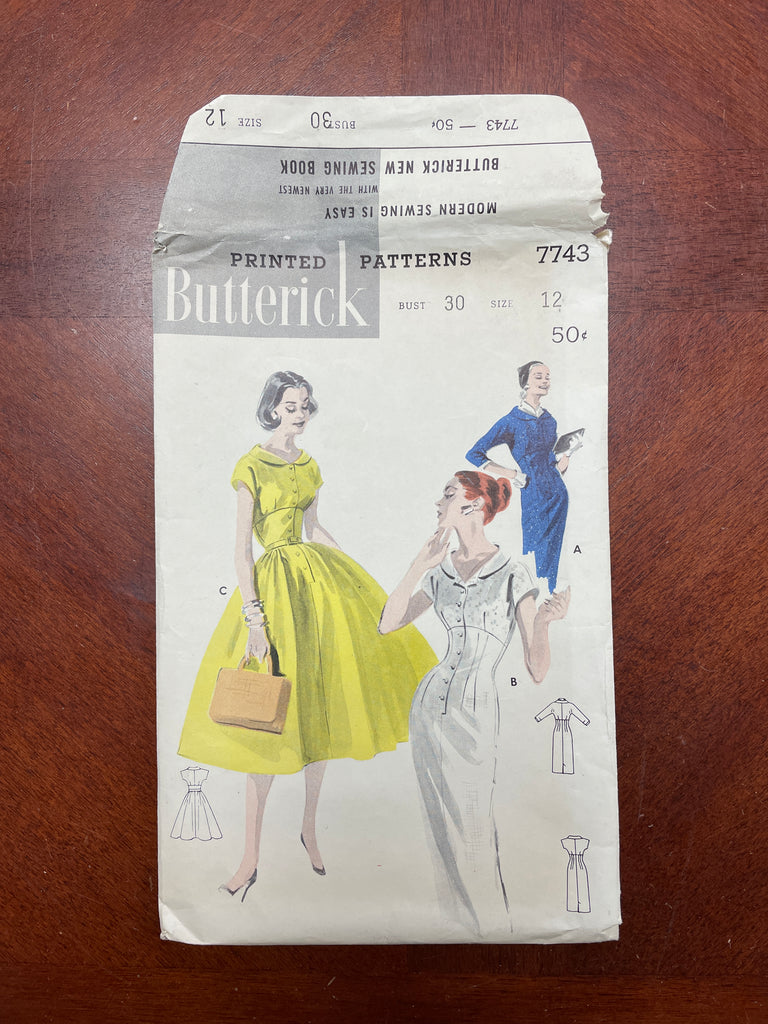 1950's Butterick 7743 Sewing Pattern
