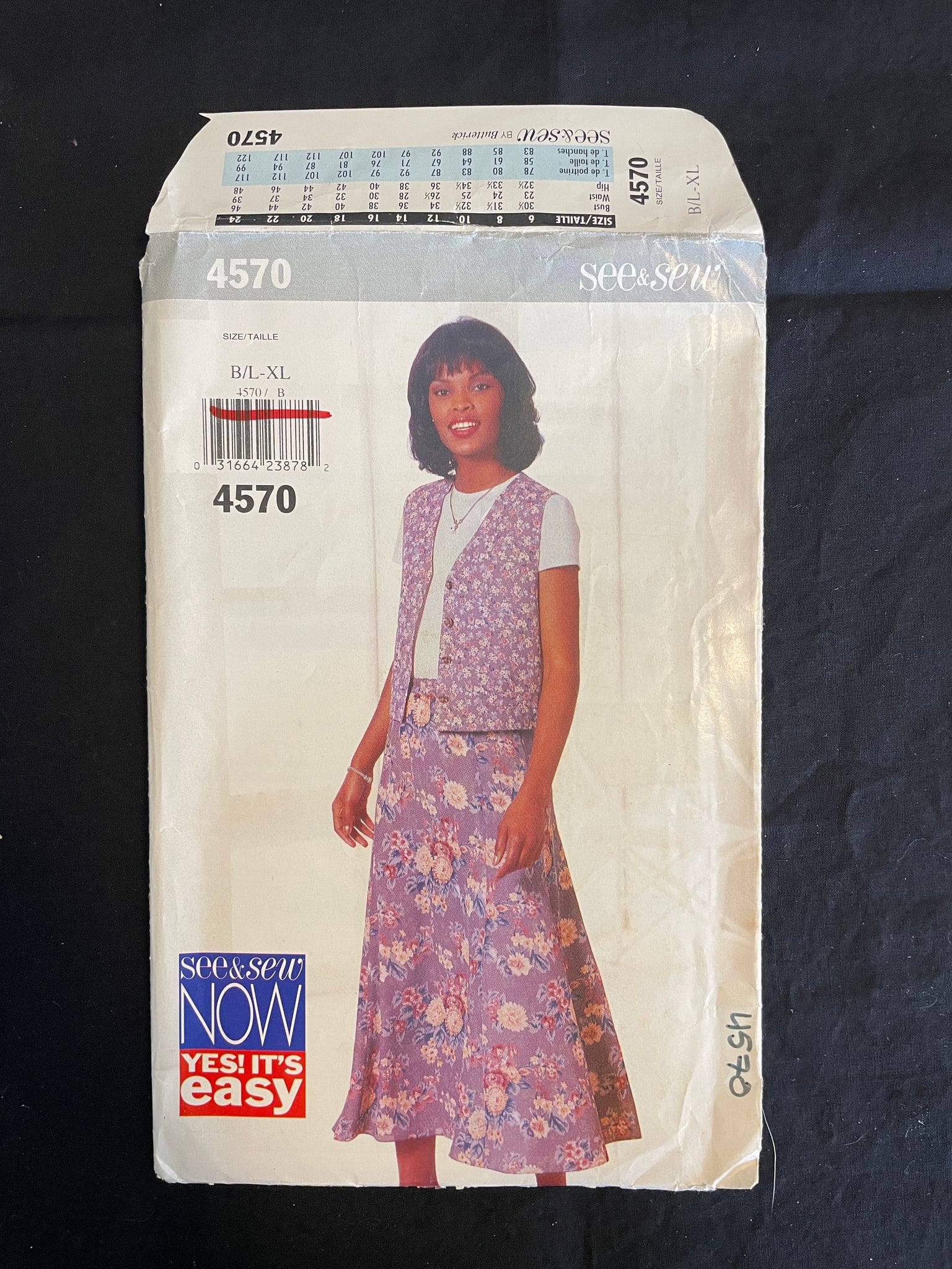 1996 See & Sew 4570 Sewing Pattern - Women's Vest and Skirt FACTORY FOLDED