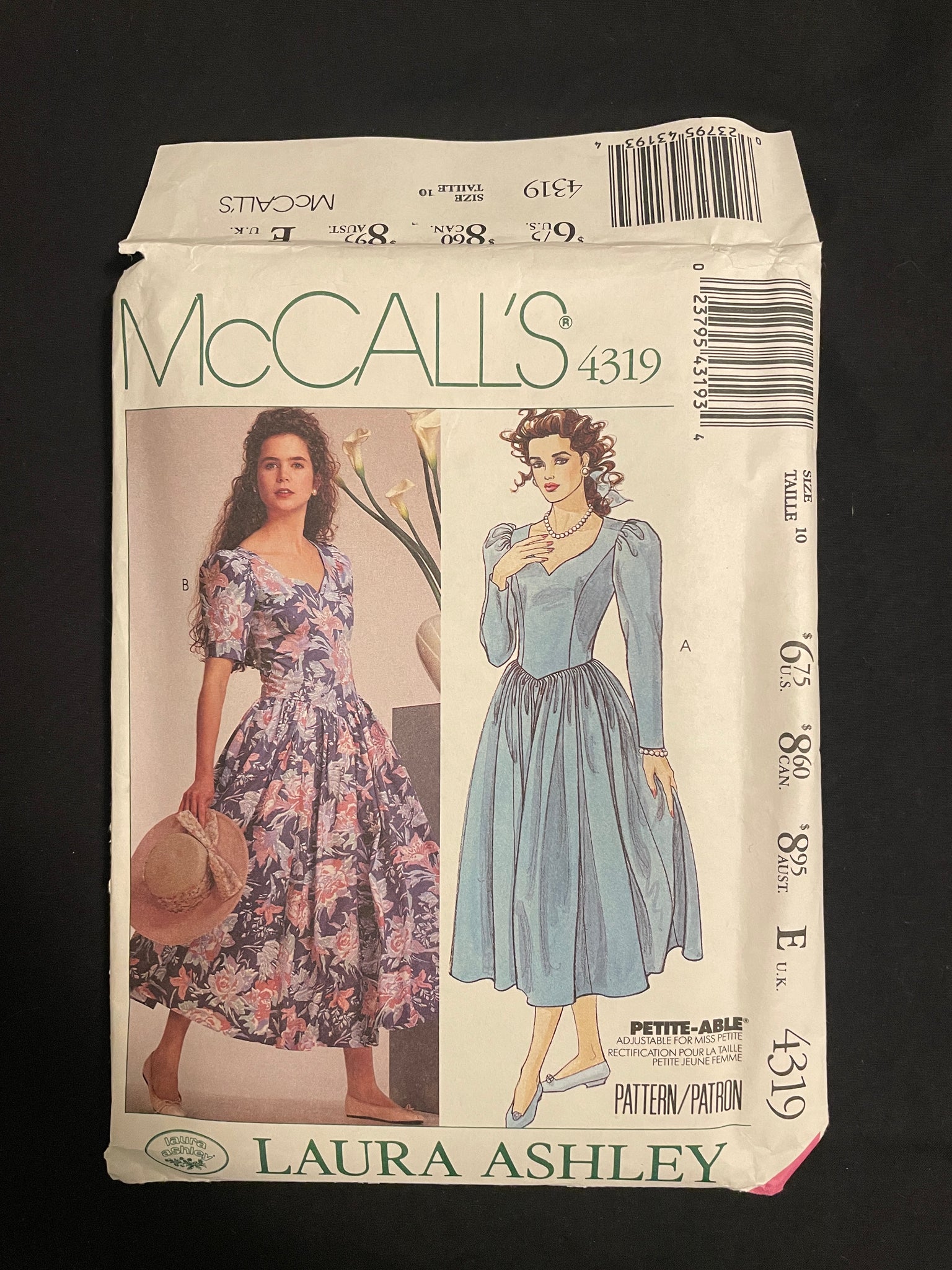1989 McCall's 4319 Laura Ashley Sewing Pattern - Women's Dress