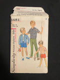 1964 Simplicity 5481 Sewing Pattern - Child's Shirt-Jacket, Pants and Shorts