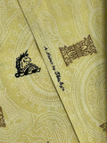 SALE 1 3/8 YD Cotton Vintage - Yellow with White Paisley and Unicorns