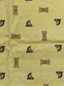 SALE 1 3/8 YD Cotton Vintage - Yellow with White Paisley and Unicorns