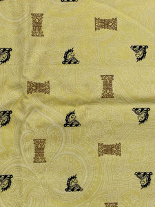 1 3/8 YD Cotton Vintage - Yellow with White Paisley and Unicorns