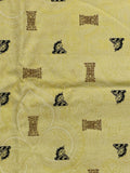 SALE 1 3/8 YD Cotton Vintage - Yellow with White Paisley and Unicorns