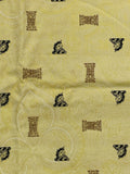 1 3/8 YD Cotton Vintage - Yellow with White Paisley and Unicorns