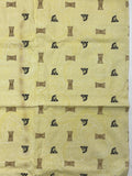 1 3/8 YD Cotton Vintage - Yellow with White Paisley and Unicorns