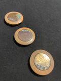 Buttons Plastic Set of 3 Vintage - Beige with Oxidized Flat Metal Centers