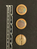 Buttons Plastic Set of 3 Vintage - Beige with Oxidized Flat Metal Centers