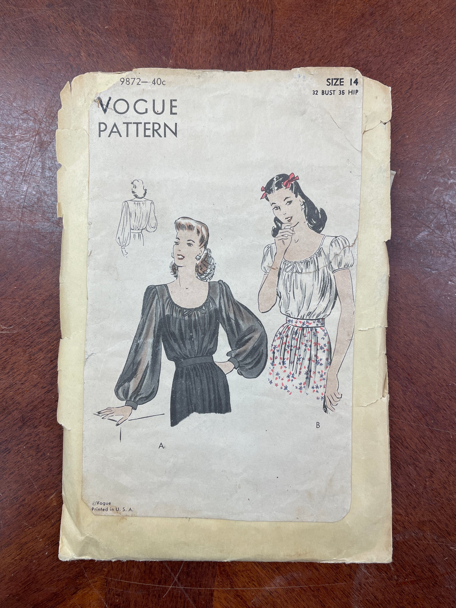 1940's Vogue 9872 Pattern - Blouse