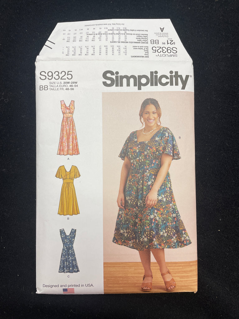 Simplicity Pattern 9325 2021 Simplicity 9325 Pattern - Dress FACTORY FOLDED – Lucky DeLuxe Fabrics
