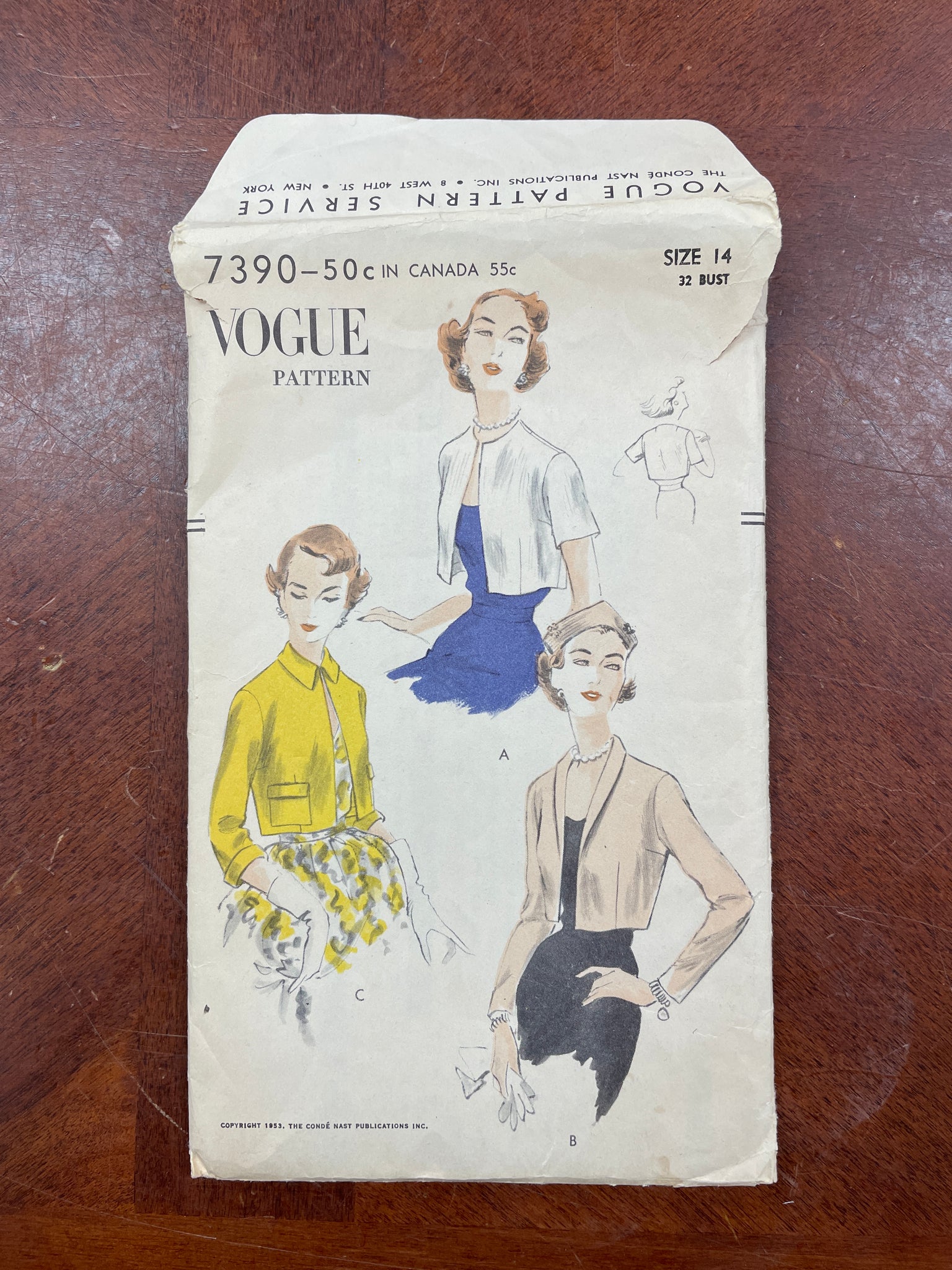 1953 Vogue 7390 Pattern - Bolero
