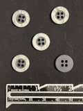 Buttons Plastic Set of 5 Vintage - Charcoal Gray with Marbled Gray and White Ring