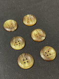 Buttons Plastic Set of 6 Vintage - Marbled Brown and Cream