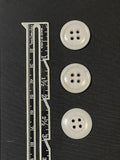 Buttons Plastic Set of 3 Vintage - White