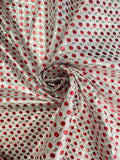 Lurex - Metallic Silver with Red and Silver Dots