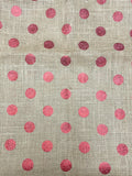 1 YD Jute Burlap - Beige with Metallic Red Dots