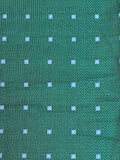Tie Silk - Green with Squares of Blue with White Centers
