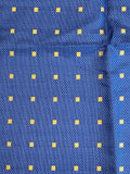 Tie Silk - Blue with Squares of Beige with White Centers